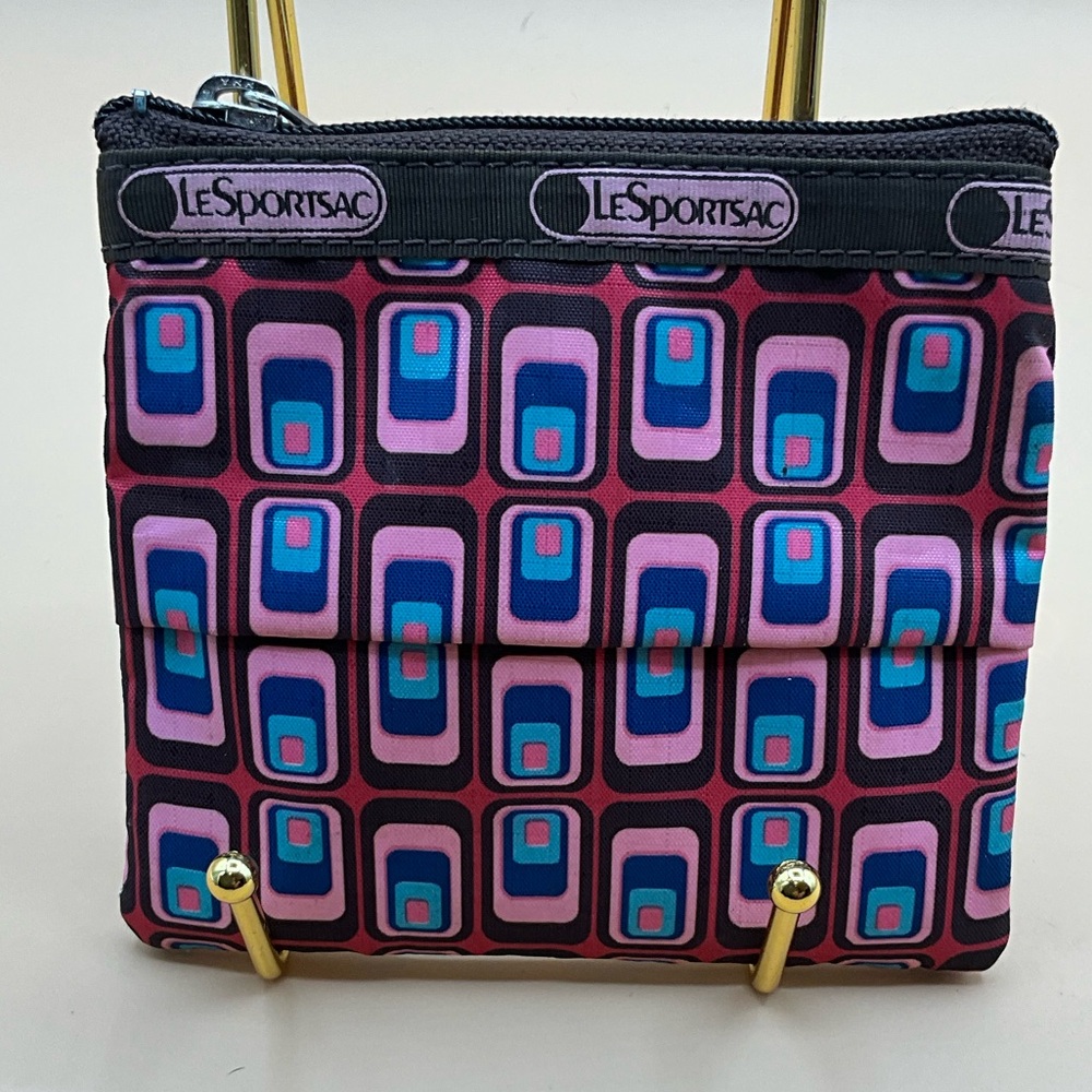 A LeSportsac Nylon Pink Square Print LeSportsac Tissue Holder Pouch